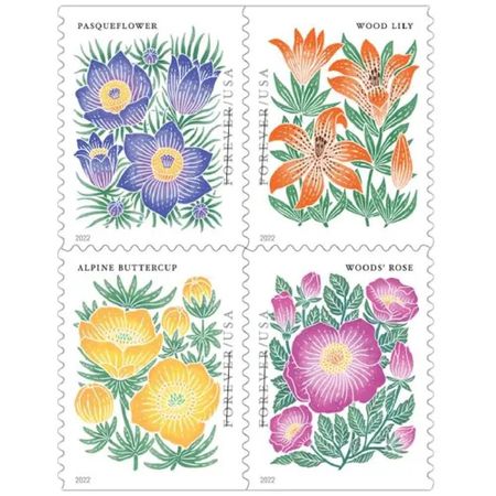 Mountain Flora 2022- 5 Sheets 100 Pcs Unused Stamps for Mailing